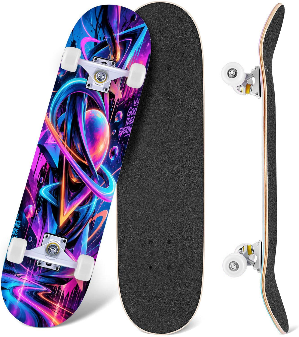 Complete Skateboard Golden Retriever Dog Portrait 31 Inch 7-Ply Maple Skateboard with PU Wheels and Aluminum Trucks, Ready-to-Ride Skateboard for Beginners, Teens and Adults