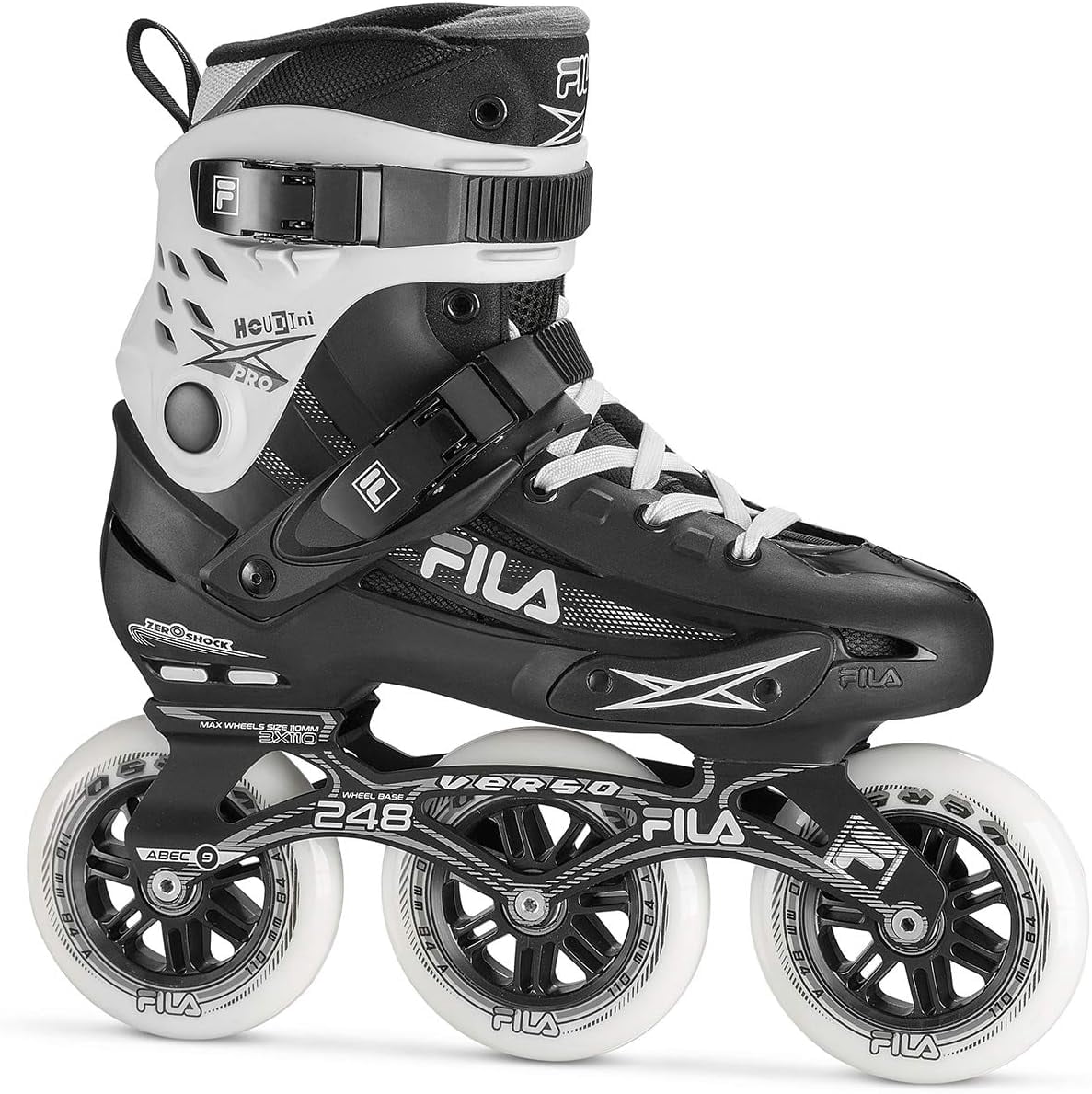 Houdini Pro 110mm Unisex Fitness Inline Skates, 3x110mm Wheels, Aluminum Frame, ABEC-9 Bearings, Shock-Absorbing Heel