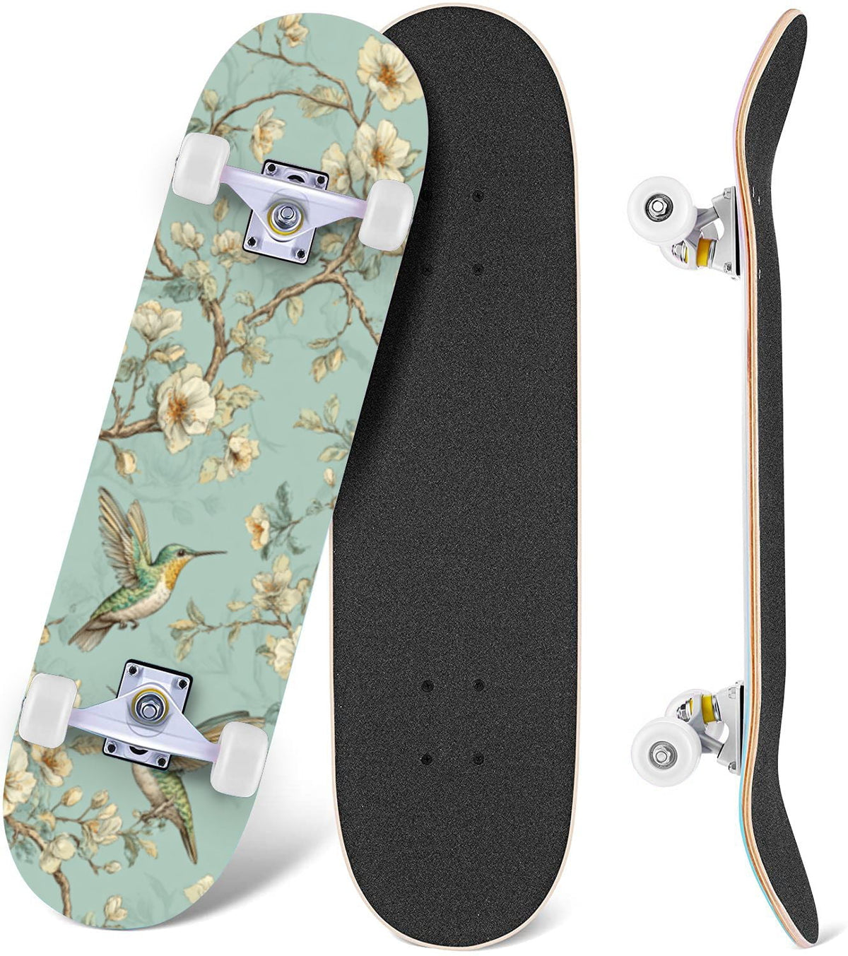 Vintage Movie Theater Classic Cinema 31" x 8" Complete Skateboard, 7-Ply Canadian Maple Double Kick Trick Board for Kids and Beginners Adult Gifts