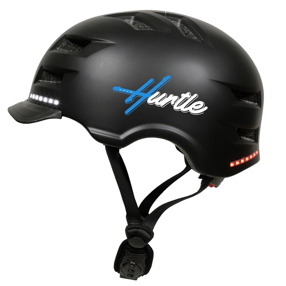 Hurtle Smart Skate Helmet W/ Turn Signal & LED Warning Lights, Large Size (Black)