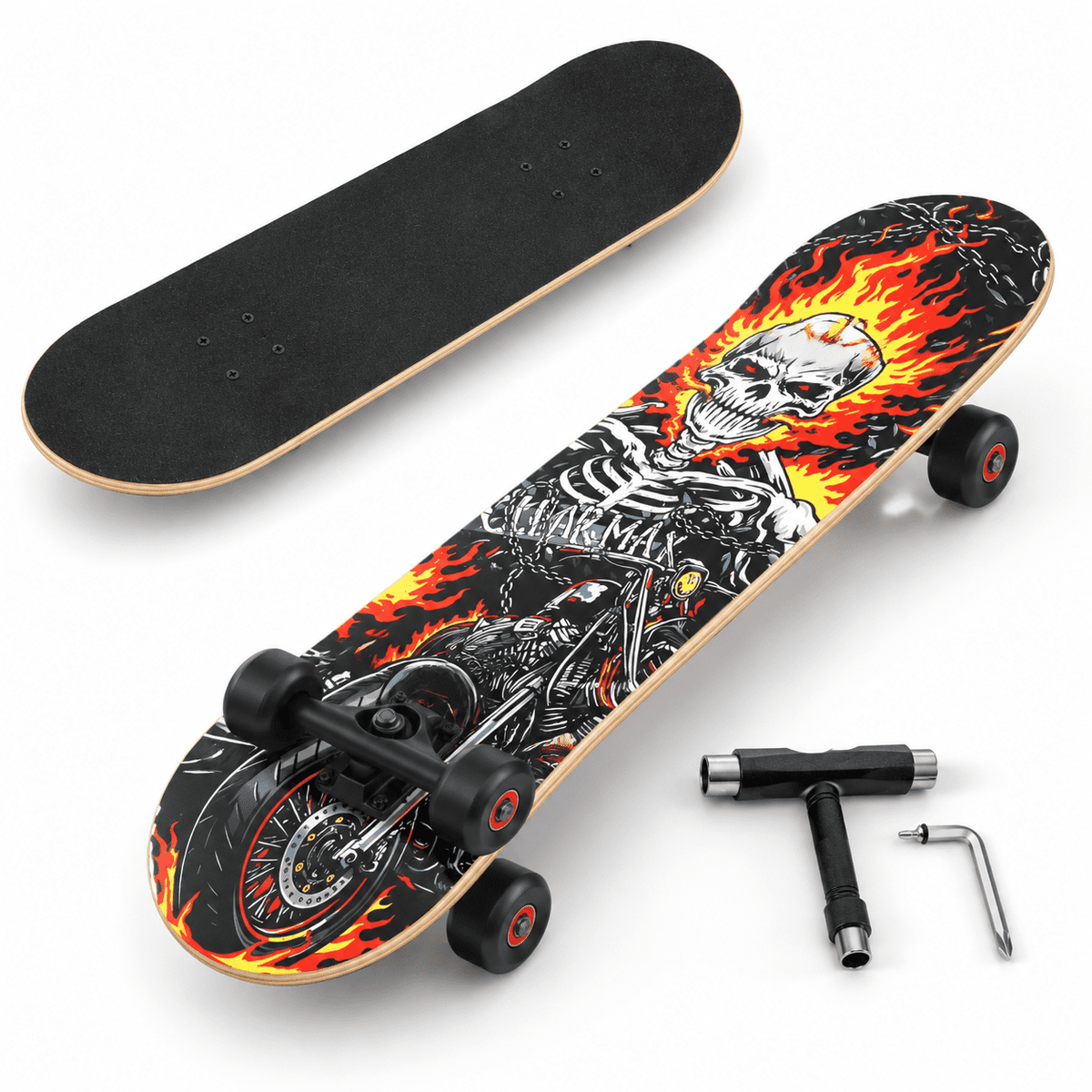 Checkerbot 31"x8" Standard Complete Skateboard with 7 Layer Canadian Maple for Beginners Adults Teens
