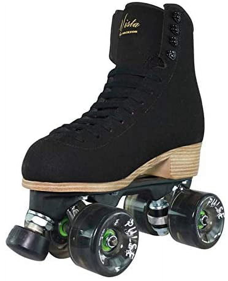Jackson - Vista Viper Roller Skates for Women and Girls with Atom Pulse Lite Wheels, High Top Suede Quad Skates, (Black)
