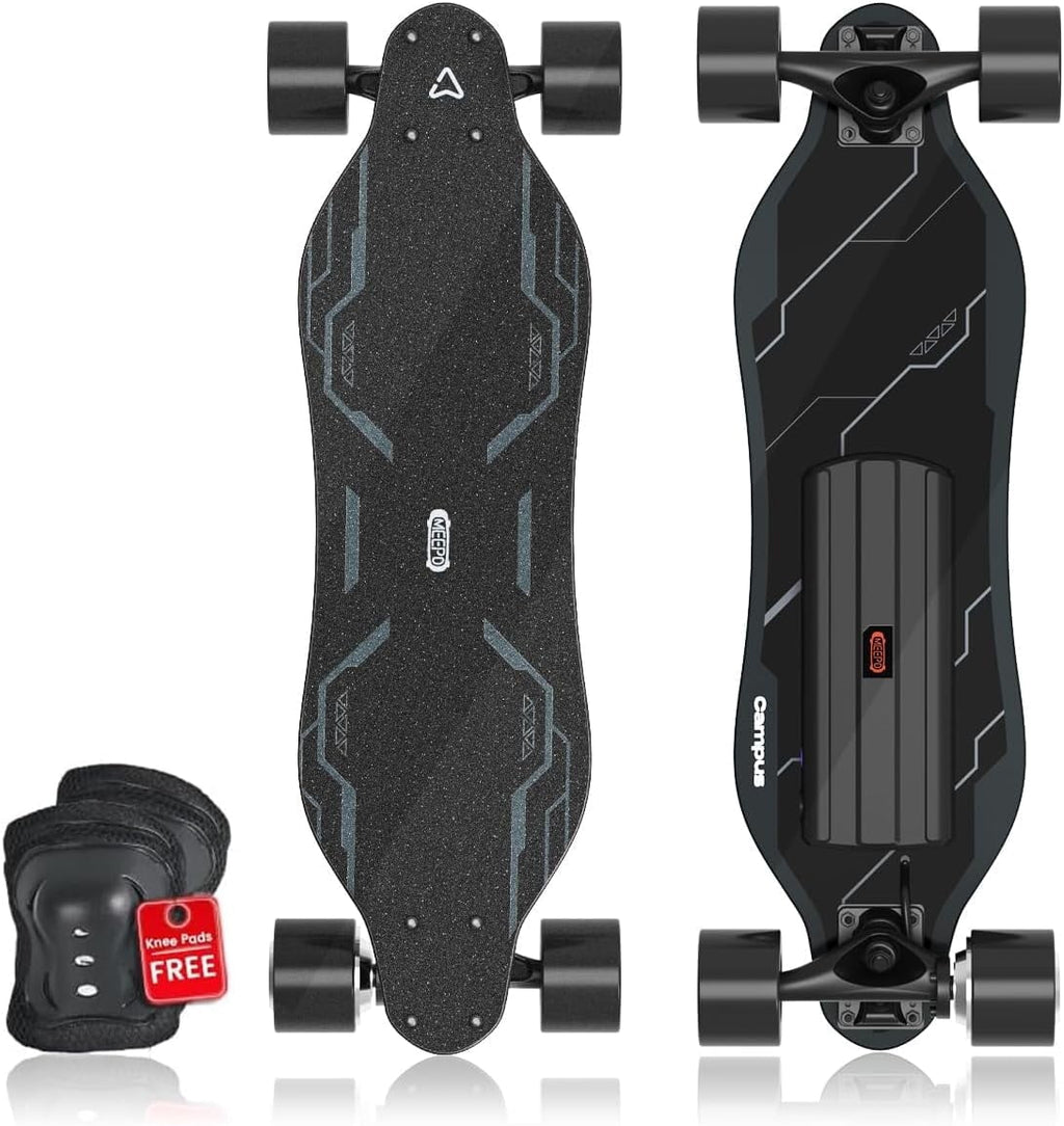 MEEPO Campus Electric Skateboard with Remote, 26.7 in Compact 7-Ply Maple E-Skateboard, Up to 16 MPH, 8–10 Mile Range, 4 Speed Modes, Smooth Braking, Carry Handle, for Teens & Beginners