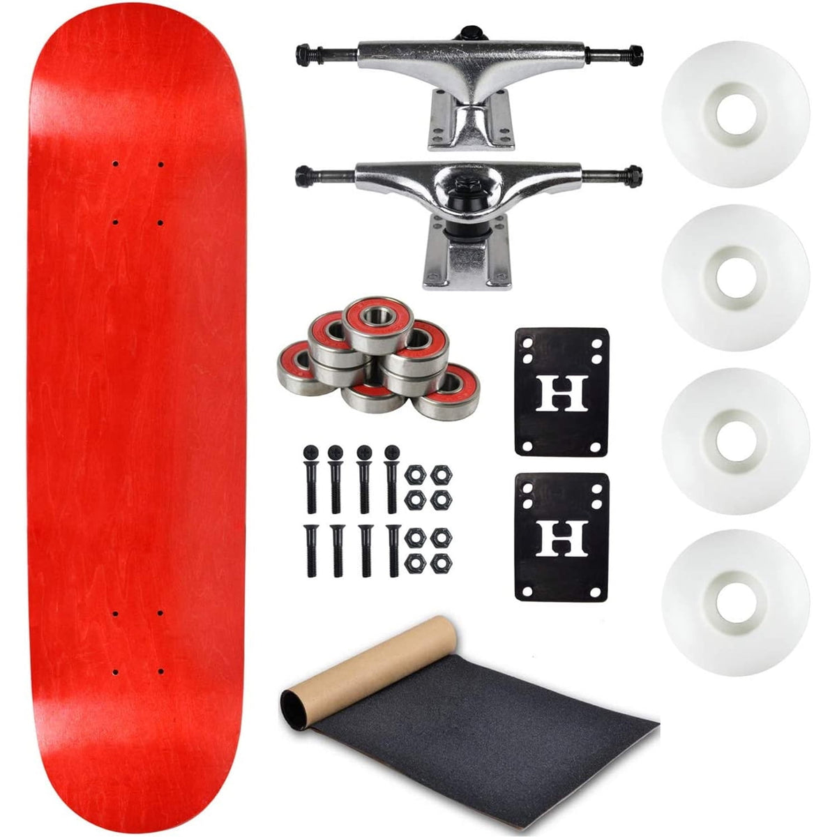 Moose Complete Skateboard Stained Red 7.75" With Silver Trucks and White Wheels