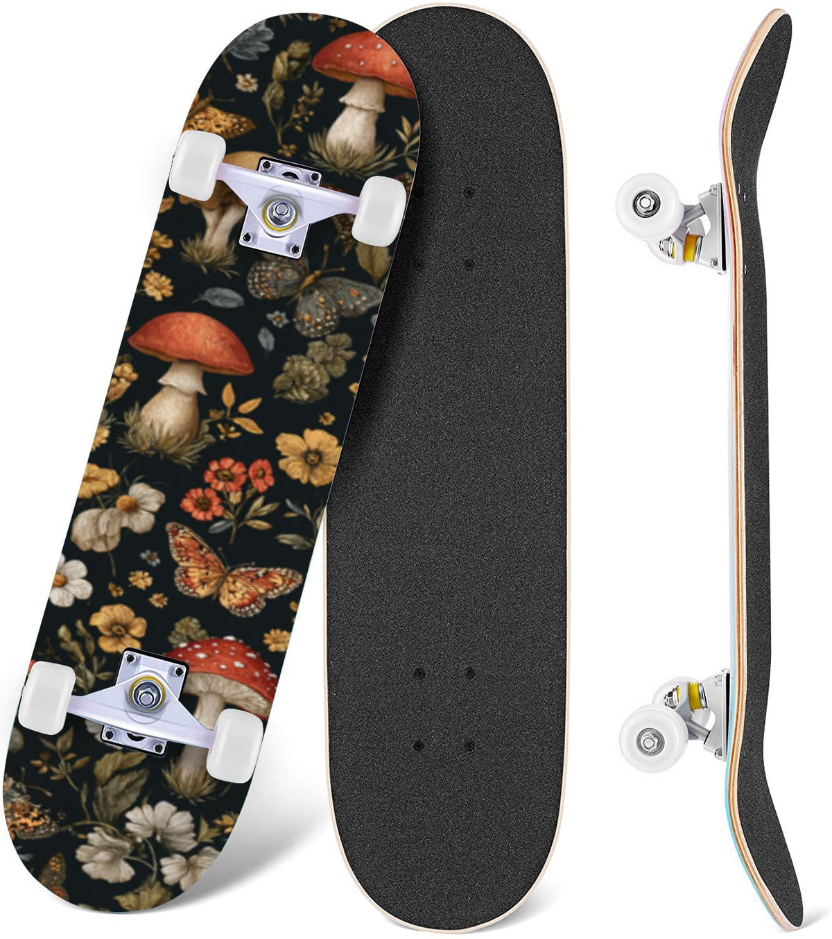 Vintage Botanical Lavender Candles Potion Bottles Green 31" x 8" Complete Skateboard, 7-Ply Canadian Maple Double Kick Trick Board for Kids and Beginners Adult Gifts