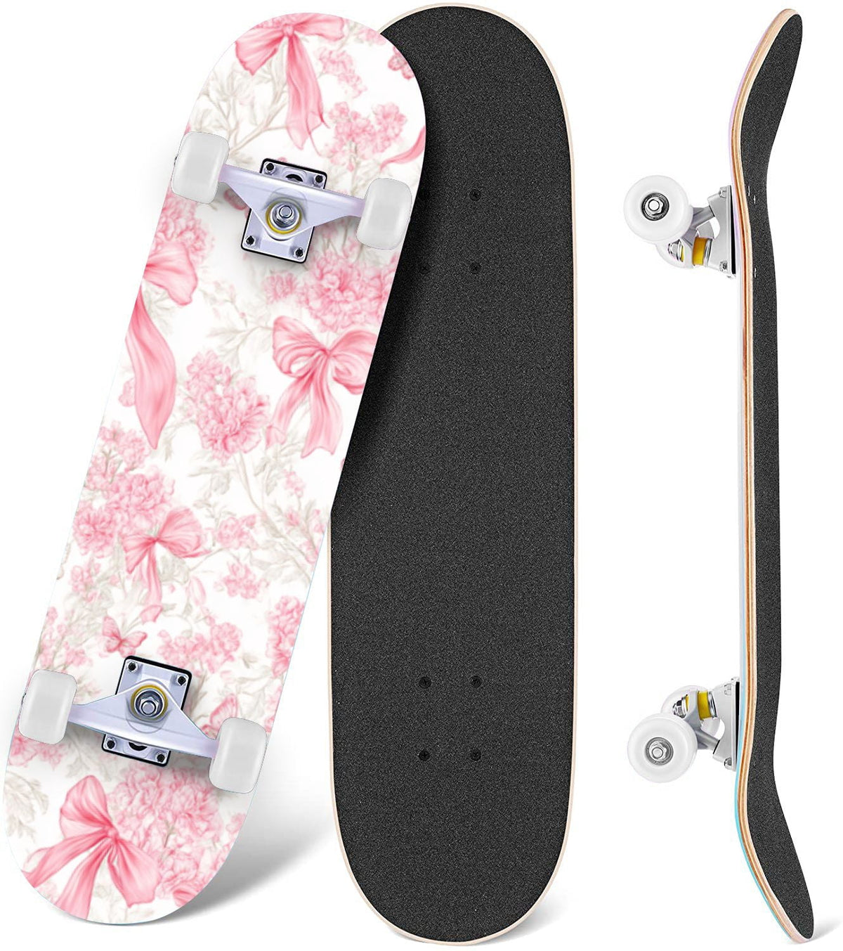 Buffalo Tan Grass Illustrations 31" x 8" Complete Skateboard, 7-Ply Canadian Maple Double Kick Trick Board for Kids and Beginners Adult Gifts