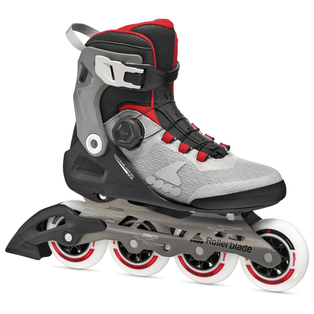 ROLLERBLADE Men's Macroblade 90 BOA Inline Skates, Color: Black/Gray/Red, Size: 9/9.5