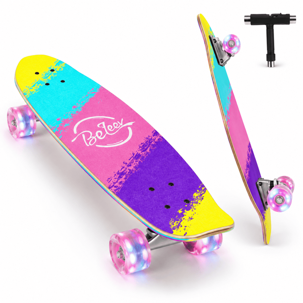 Rainbow 27 x 8 Inch Complete Cruiser Skateboard for Teens Adults Beginners