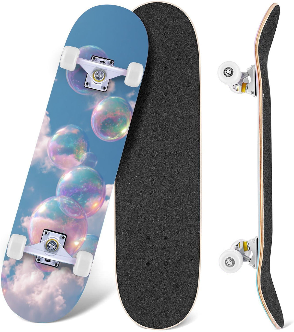 Monstera Leaves Leopard Print Seamless Earth Tones 31" x 8" Complete Skateboard, 7-Ply Canadian Maple Double Kick Trick Board for Kids and Beginners Adult Gifts