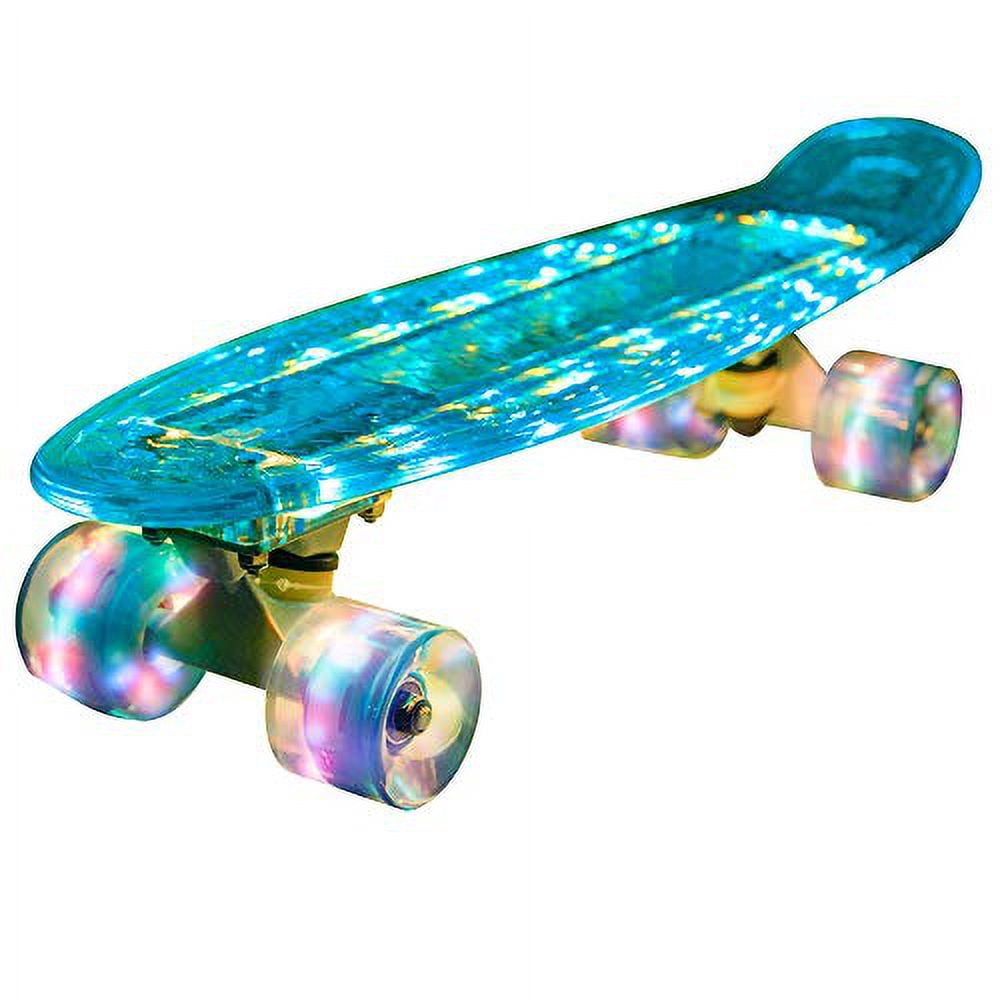 Rekon 22" Complete LED Light Up Mini Cruiser Skateboard (Clear Green)