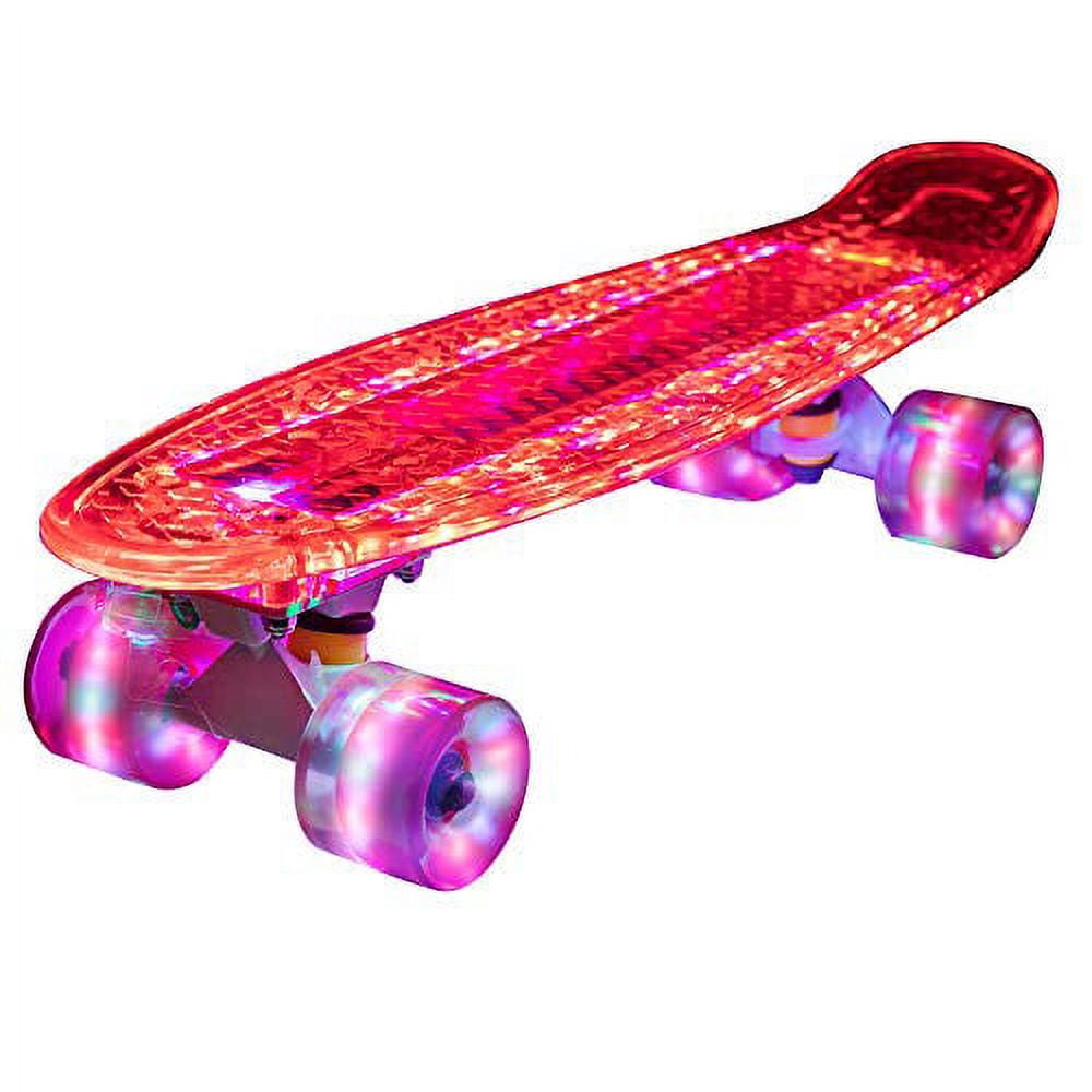 Rekon 22" Complete LED Light Up Mini Cruiser Skateboard (Clear Green)