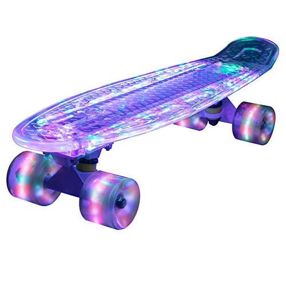 Rekon 22" Complete LED Light Up Mini Cruiser Skateboard (Clear Green)