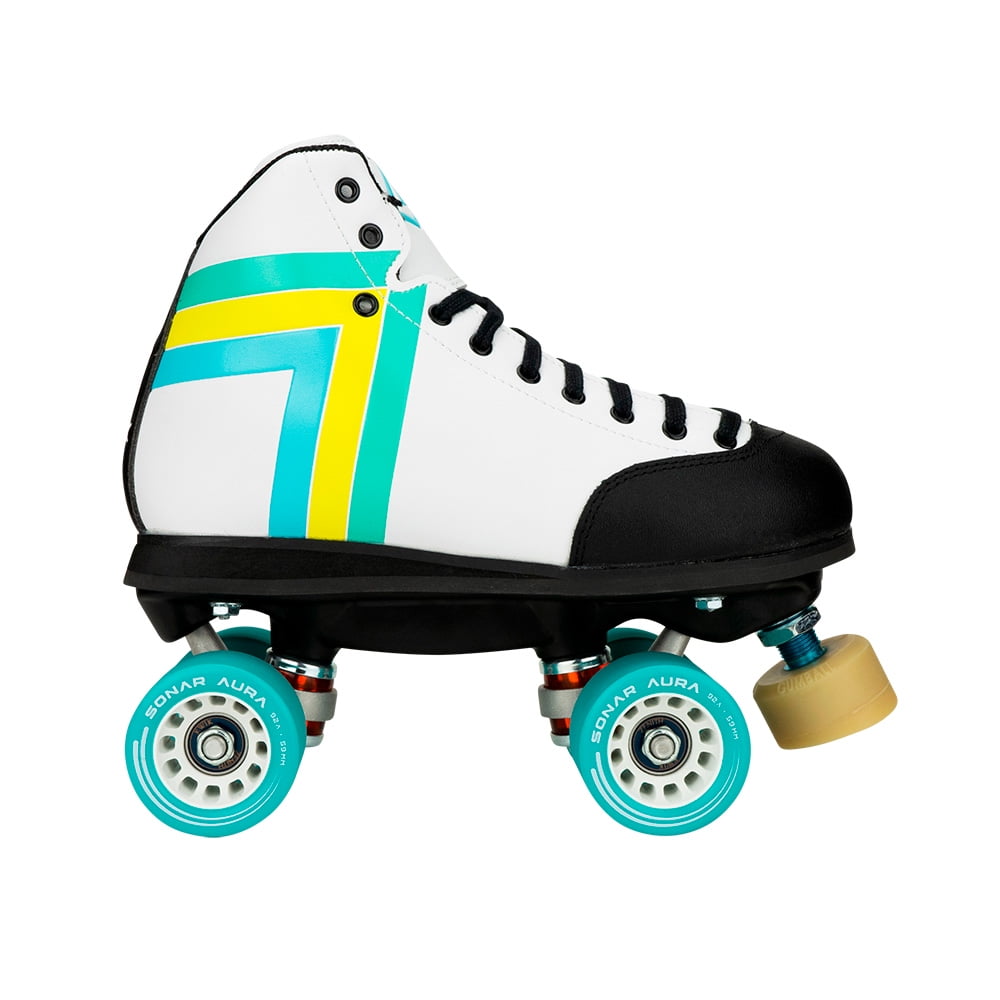 Riedell Quad Roller Skates - Antik Skyhawk Indoor Skate Set (Size 4, Black, Wheels Blue (92A))