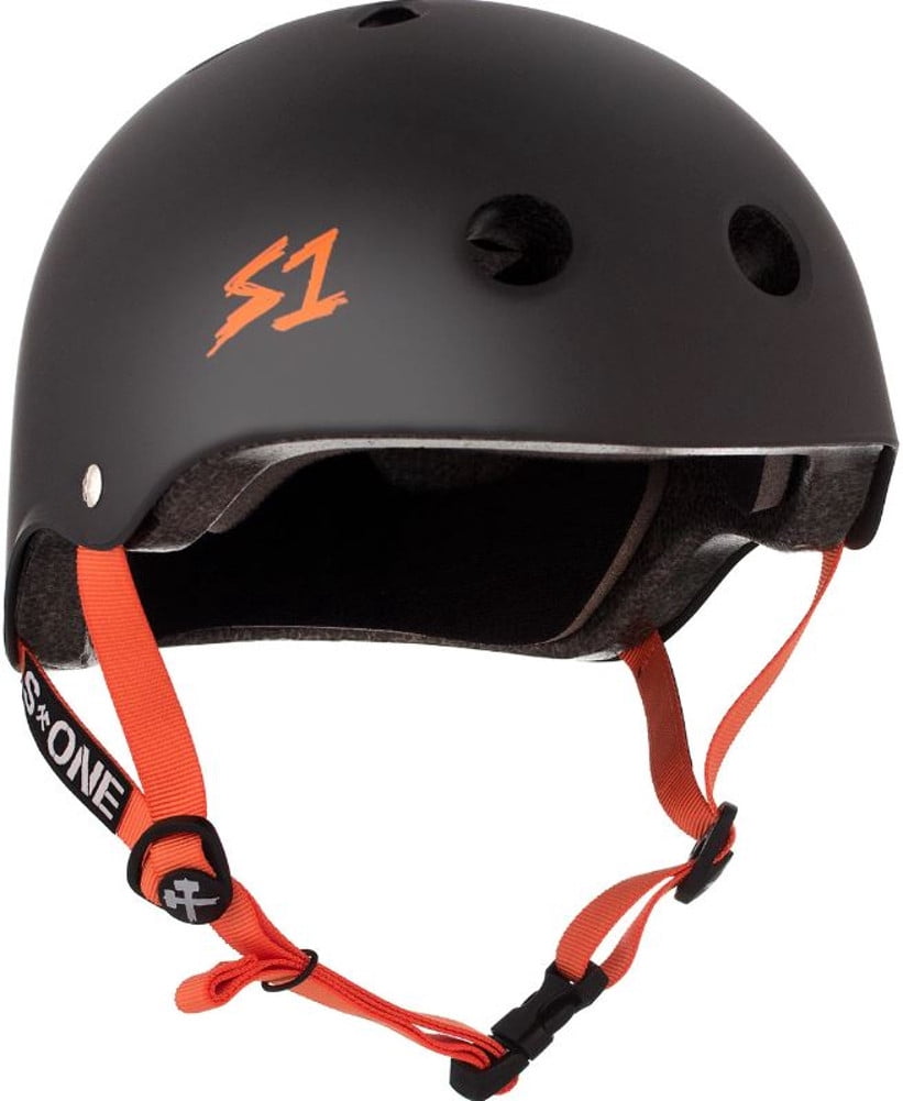 S1 Lifer Helmet - Black Matte with Orange Straps