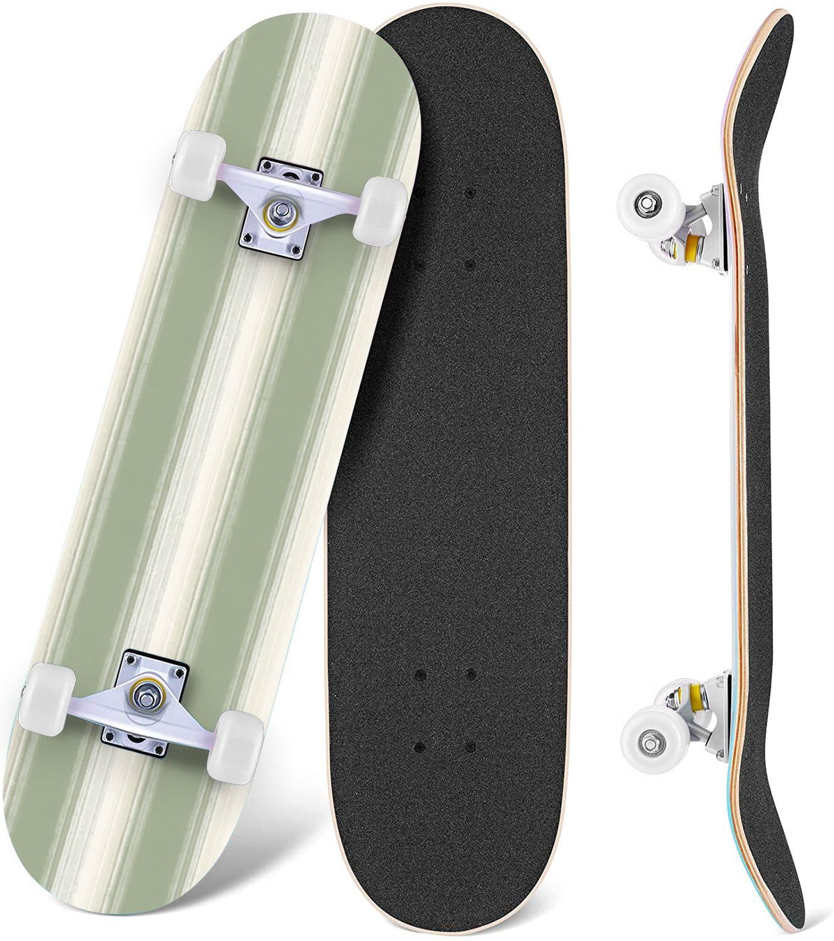 Botanical Floral Peonies Hummingbirds 31" x 8" Complete Skateboard, 7-Ply Canadian Maple Double Kick Trick Board for Kids and Beginners Adult Gifts