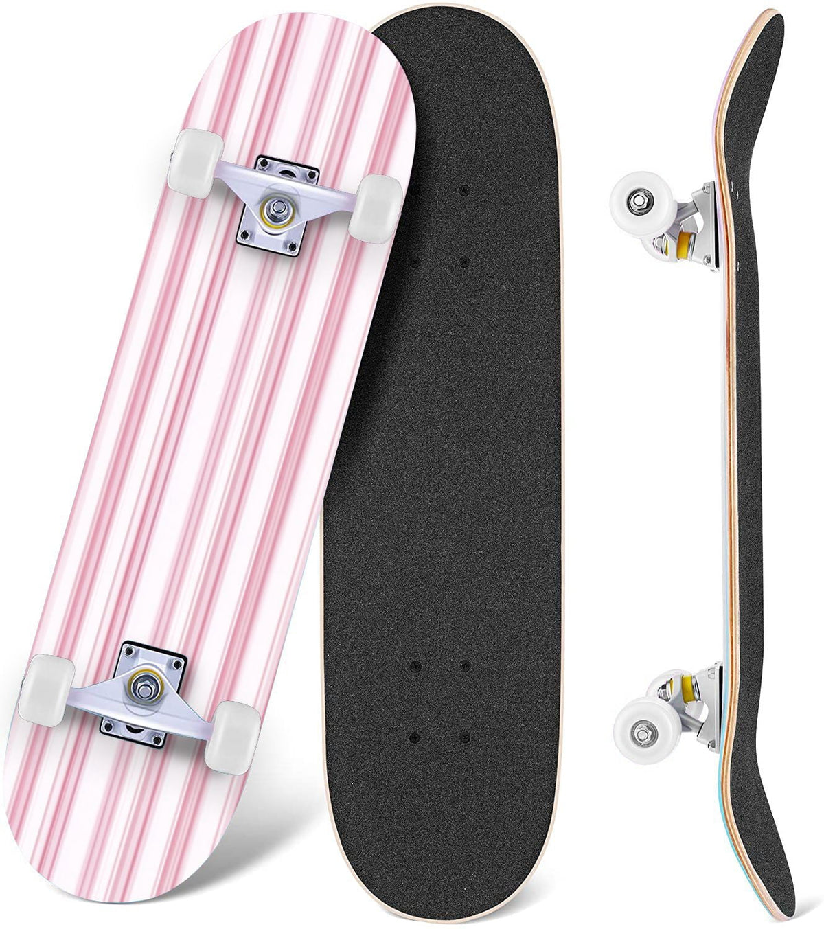 Buffalo Tan Grass Illustrations 31" x 8" Complete Skateboard, 7-Ply Canadian Maple Double Kick Trick Board for Kids and Beginners Adult Gifts