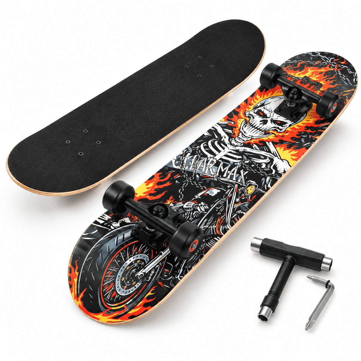 Vivid Standard Complete Skateboard for Beginners Adults Teens, 7 Layer Canadian Maple, Double Kick Concave