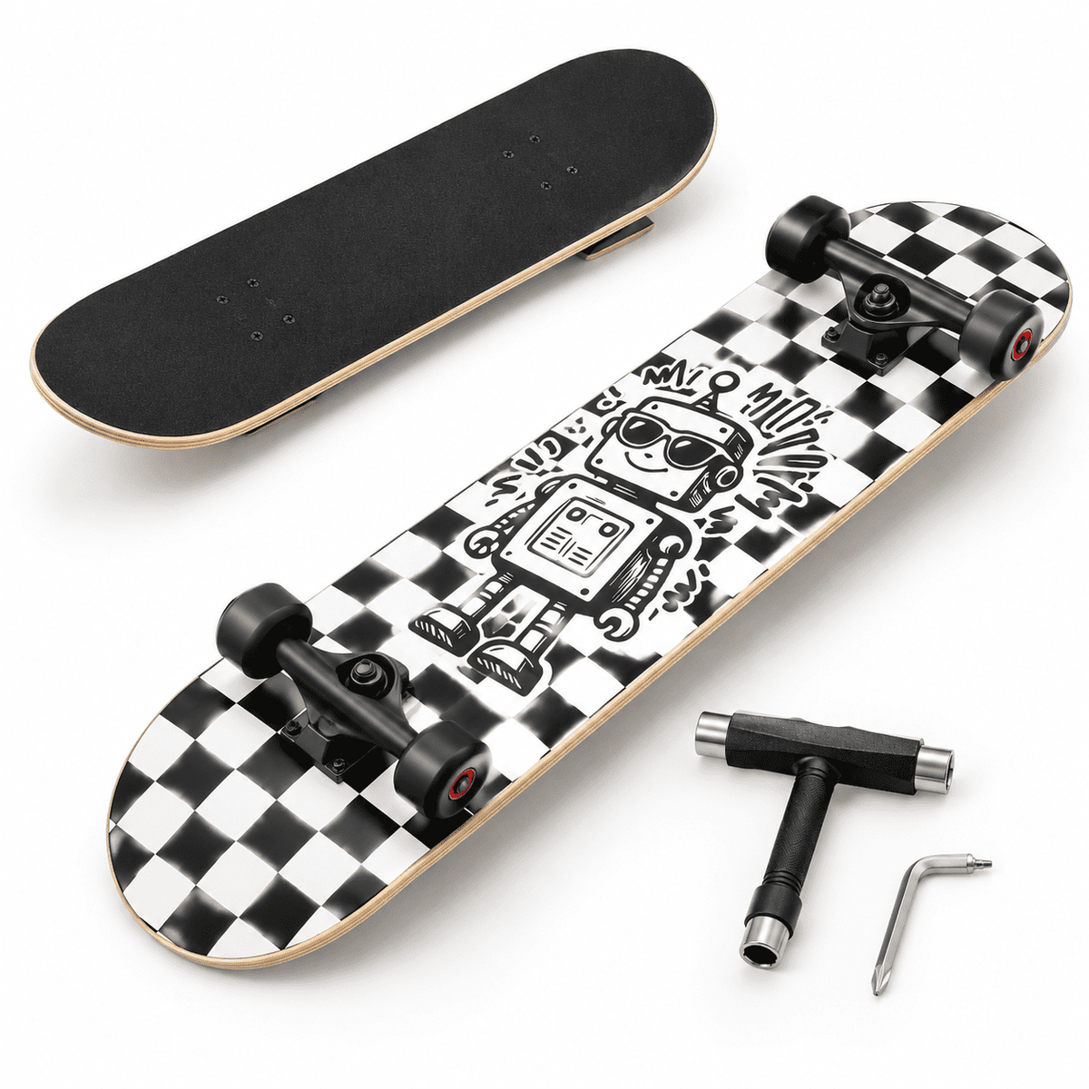 Vivid Standard Complete Skateboard for Beginners Adults Teens, 7 Layer Canadian Maple, Double Kick Concave