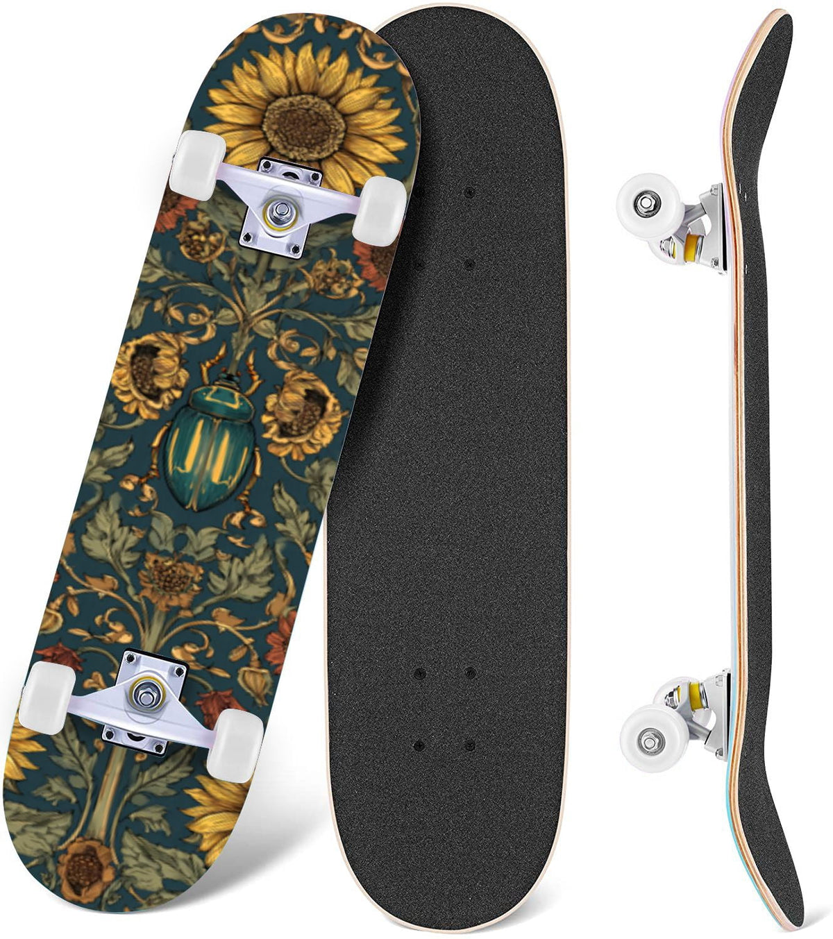Vintage Botanical Lavender Candles Potion Bottles Green 31" x 8" Complete Skateboard, 7-Ply Canadian Maple Double Kick Trick Board for Kids and Beginners Adult Gifts
