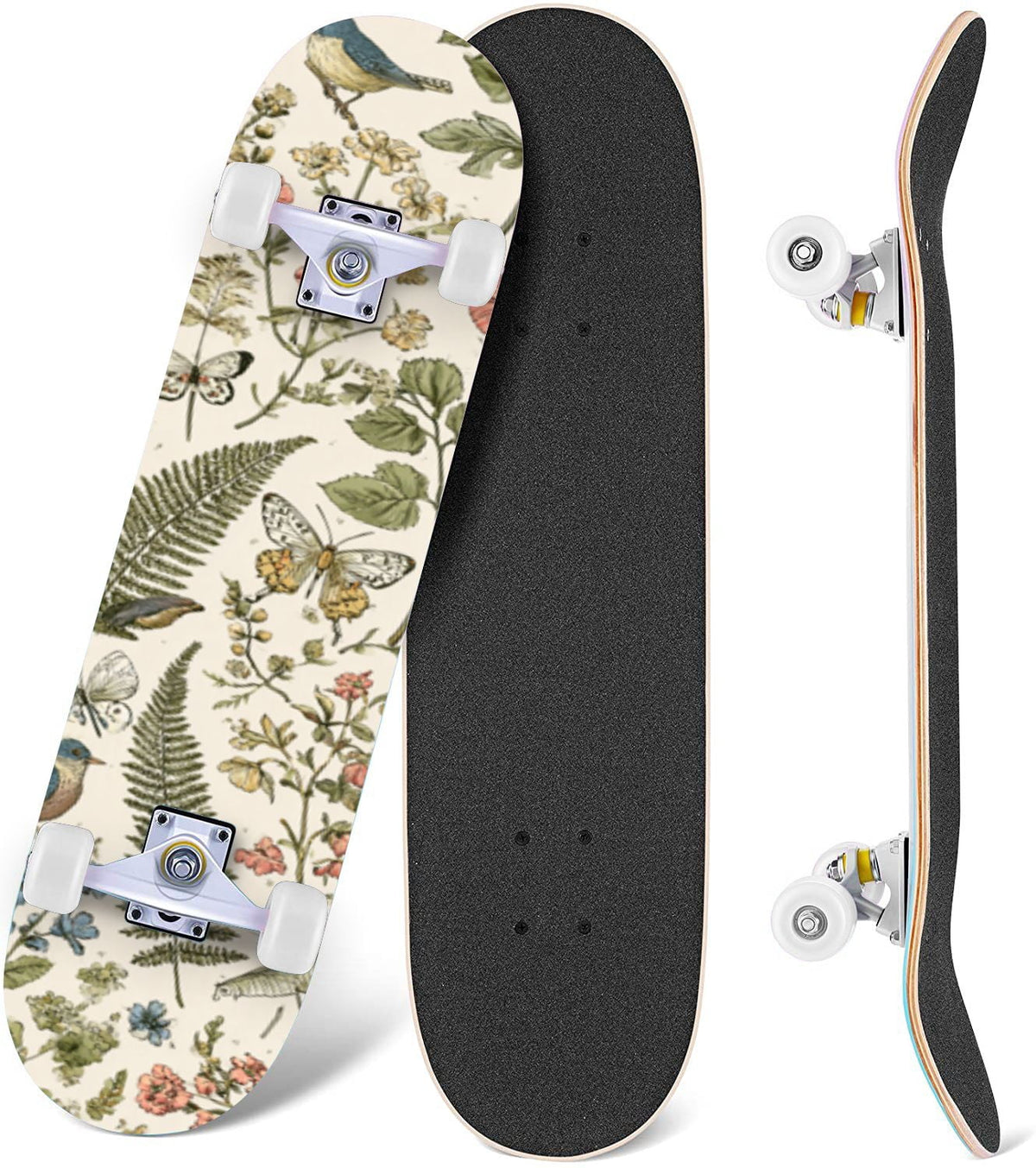 Vintage Botanical Lavender Candles Potion Bottles Green 31" x 8" Complete Skateboard, 7-Ply Canadian Maple Double Kick Trick Board for Kids and Beginners Adult Gifts