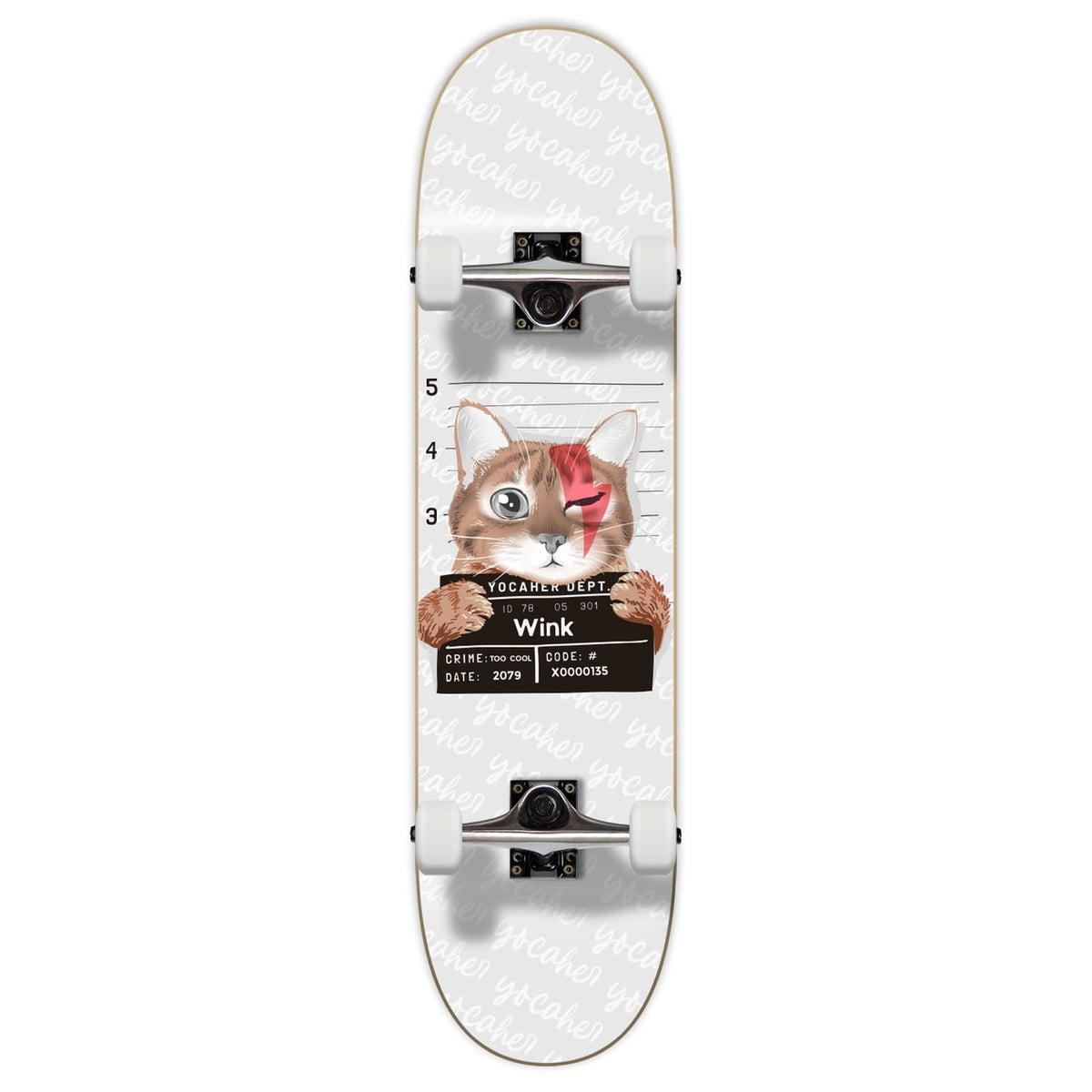 Yocaher Assembled Skateboard 31" x 7.75" Pro Canadian Maple Skate Deck, BlackWidow Premium Grip Tape, ABEC-9 Bearing, 54mm skateboards wheels for all level tricks (Rockstar Kitty Cat - White Wink)
