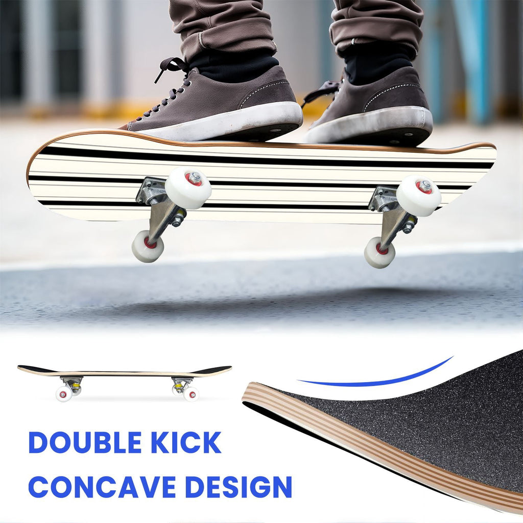 31"x8" Complete Skateboards for Beginners,Bold Stained Glass Western Double Kick 7 Ply Canadian Maple Deck Skateboard with Wheels, Gifts for Kids Teens