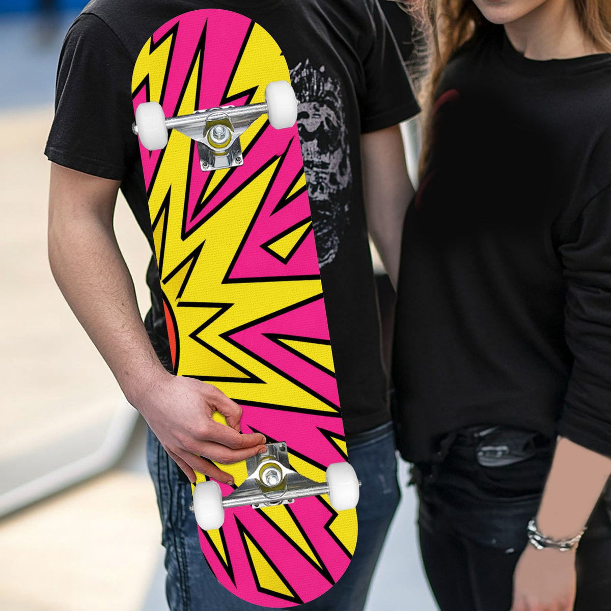 Complete Skateboard Vibrant Comic Eye 31 Inch 7-Ply Maple Skateboard with PU Wheels and Aluminum Trucks, Ready-to-Ride Skateboard for Beginners, Teens and Adults