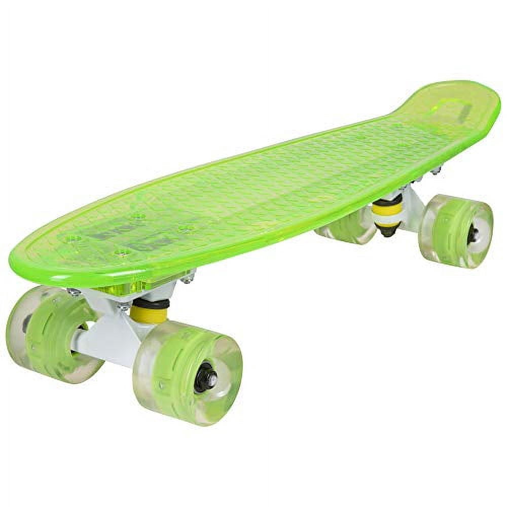 Rekon 22" Complete LED Light Up Mini Cruiser Skateboard (Clear Green)