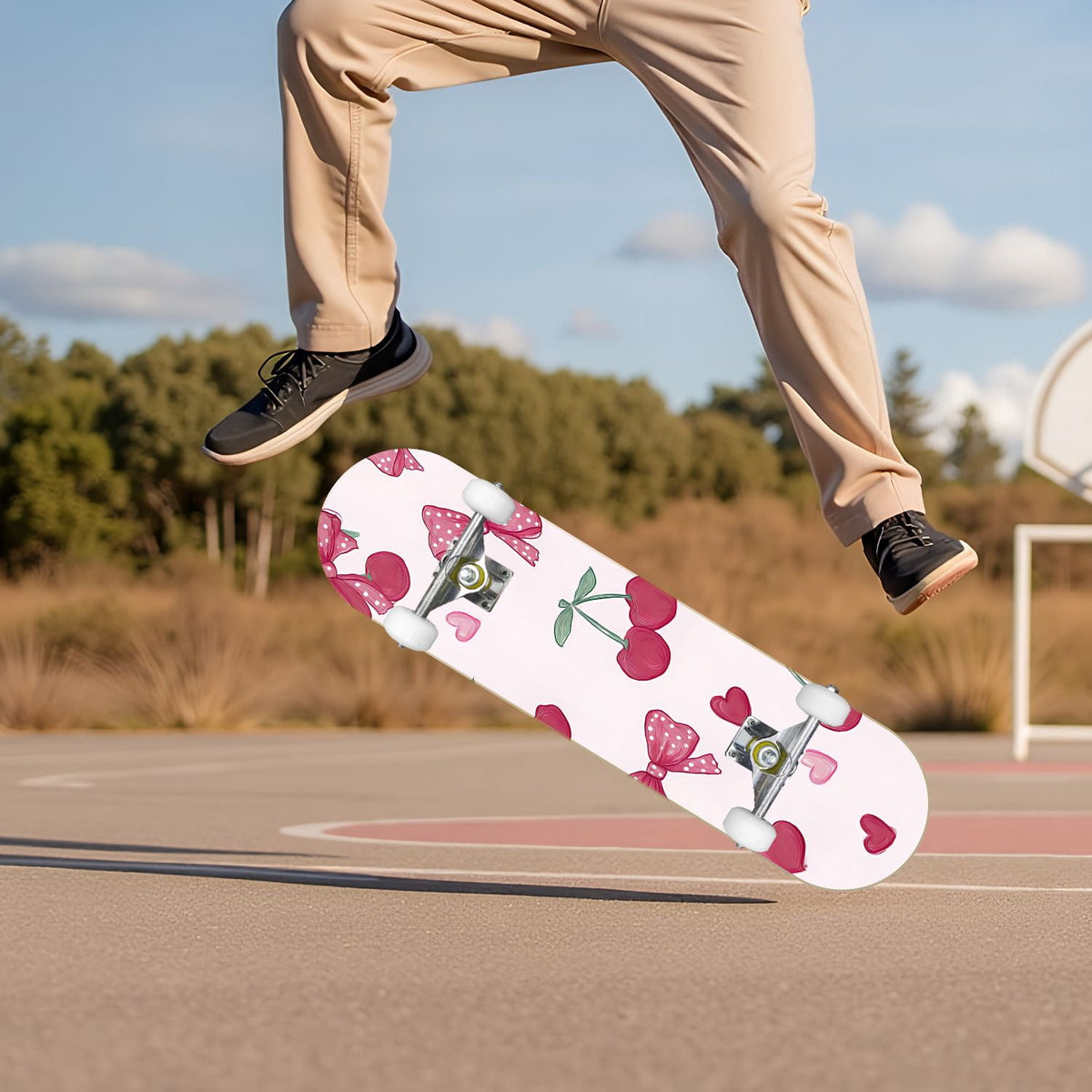 Western Cowboy Horses Desert Landscape 31" x 8" Complete Skateboard, 7-Ply Canadian Maple Double Kick Trick Board for Kids and Beginners Adult Gifts