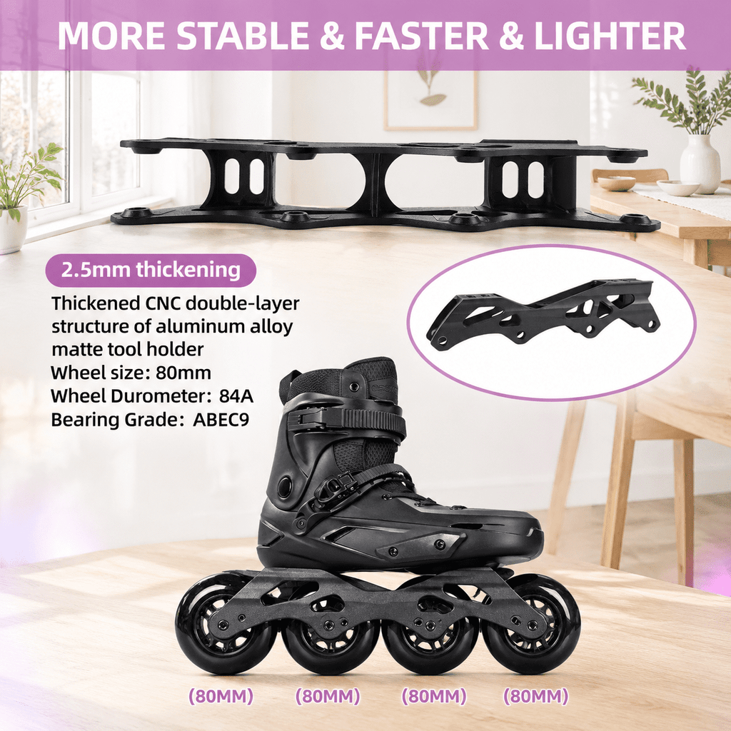 Black USM8-9/USL9-9.5 Professional Inline Skates for Adult Men and Women