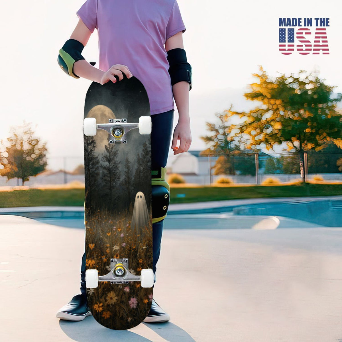 31"x8" Complete Skateboards for Beginners, Skeleton Tree Figure Antler Branches Dark Academia Flowers Double Kick 7 Ply Canadian Maple Deck Skateboard with Wheels, Gifts for Kids Teens