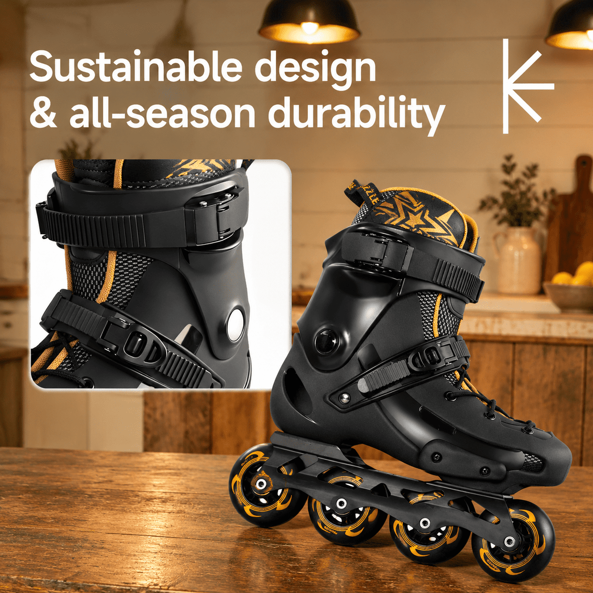 Men's Inline Skates For Urban Freeride Skating - Abec-9 Bearings High-impact Pp Shell Ankle Support All-weather Buckle
