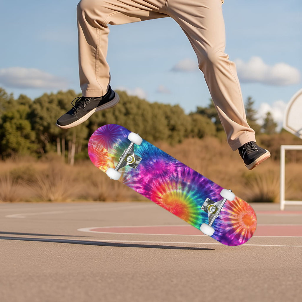Starry Nebula Deep Blue Purple Tones Cosmic Clouds Stars 31" x 8" Complete Skateboard, 7-Ply Canadian Maple Double Kick Trick Board for Kids and Beginners Adult Gifts