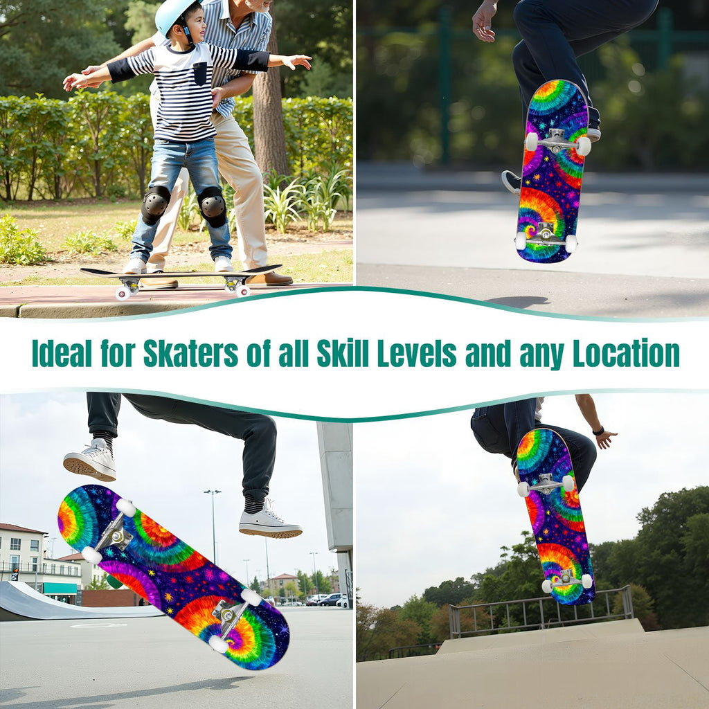 31"x8" Complete Skateboards for Beginners,Pink Cream Vertical Stripes Double Kick 7 Ply Canadian Maple Deck Skateboard with Wheels, Gifts for Kids Teens