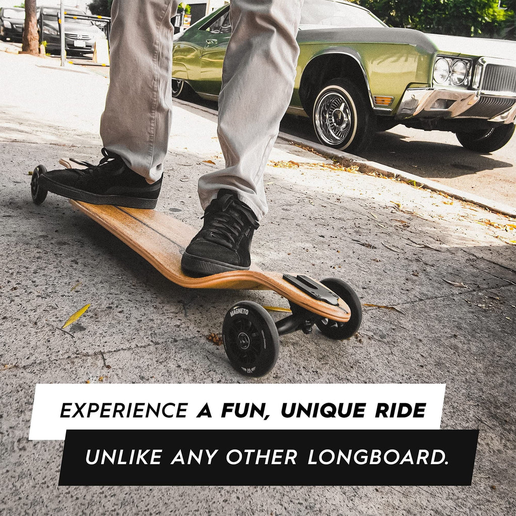 Magneto Drop-Through Longboard Skateboard - 8-Ply Maple Deck Adult Longboard - 100mm All-Terrain Wheels Off-Road Skateboard - Low-Rider Deck Cruiser Board Maneuverability - 40 in x 9.25 in, Wood
