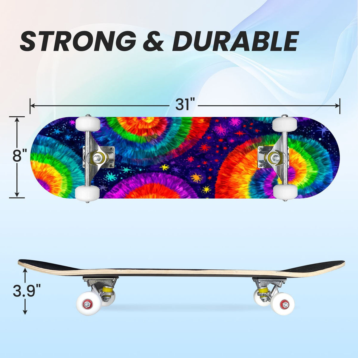 31"x8" Complete Skateboards for Beginners,Barn Windmill Artwork Rustic Barn Wood Farm Windmill Double Kick 7 Ply Canadian Maple Deck Skateboard with Wheels, Gifts for Kids Teens