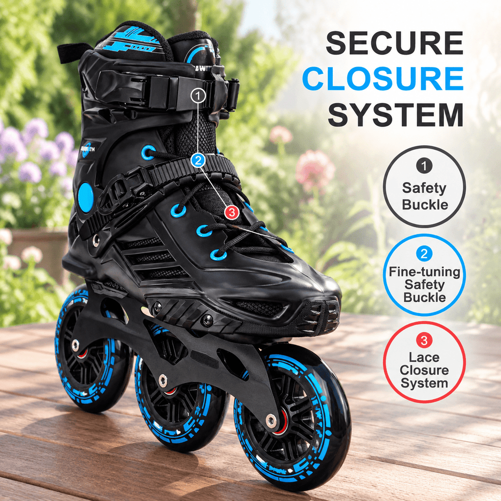 Black Men5.5-6/Women6.5-7/25cm 3-Wheel Inline Skates for Adult Fitness Speed Racing