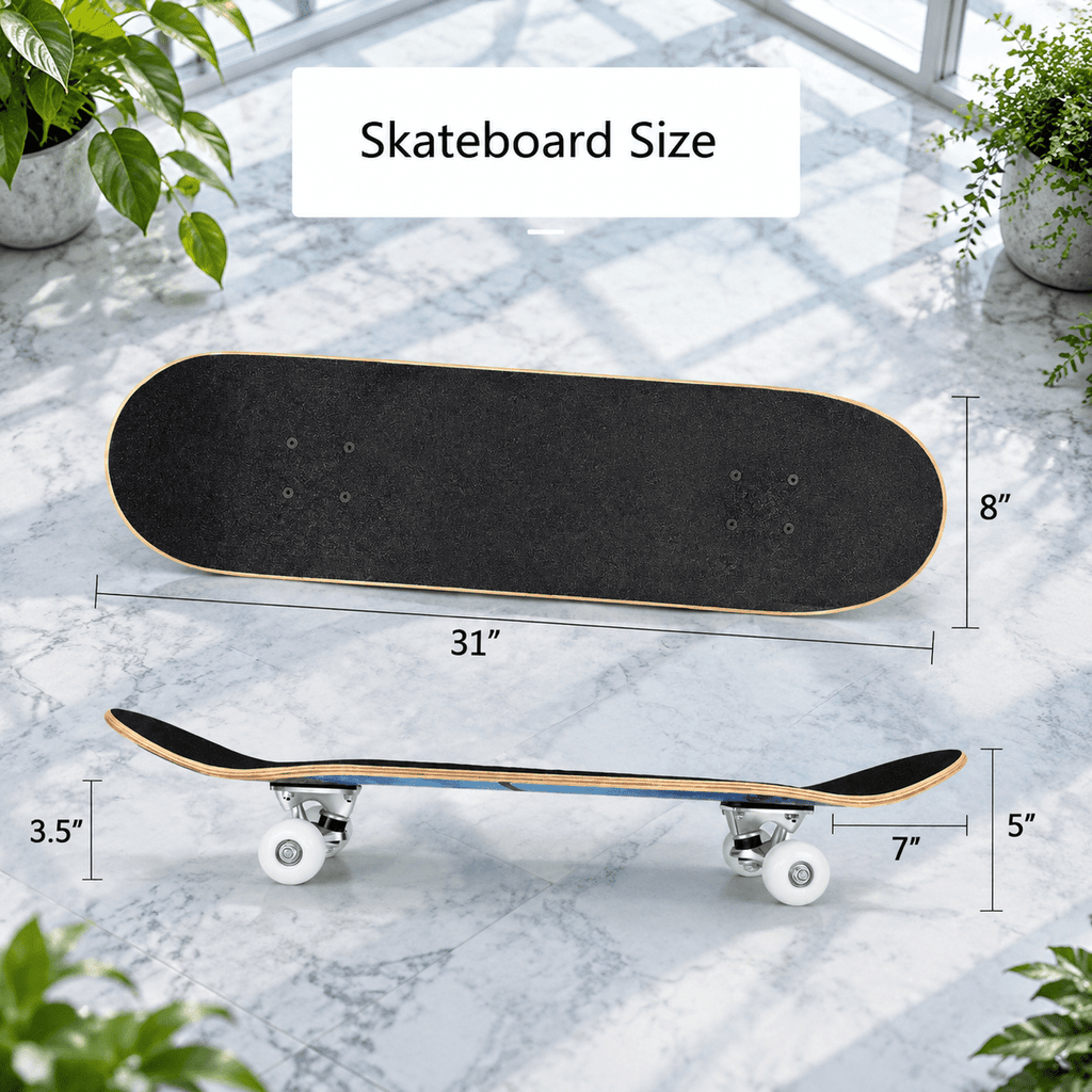 31-inch Complete Skateboard with 8-ply Maple Deck and ABEC-11 Bearings