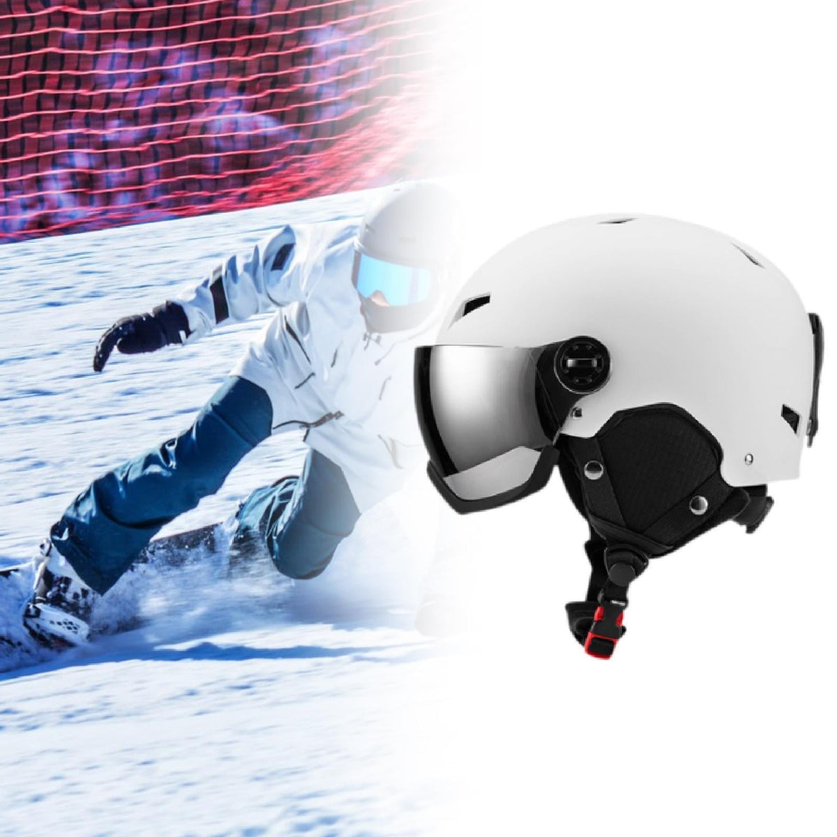figatia Snowboard Helmet Ski Helmet with Goggles Headgear with Ski Goggles Ear Cover Warm Shockproof Windproof Snow Helmet Ski Helmet L Dark Grey