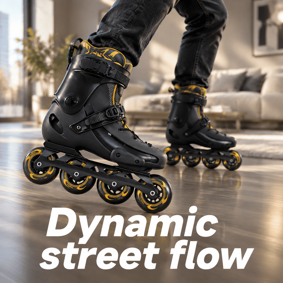 Men's Inline Skates For Urban Freeride Skating - Abec-9 Bearings High-impact Pp Shell Ankle Support All-weather Buckle