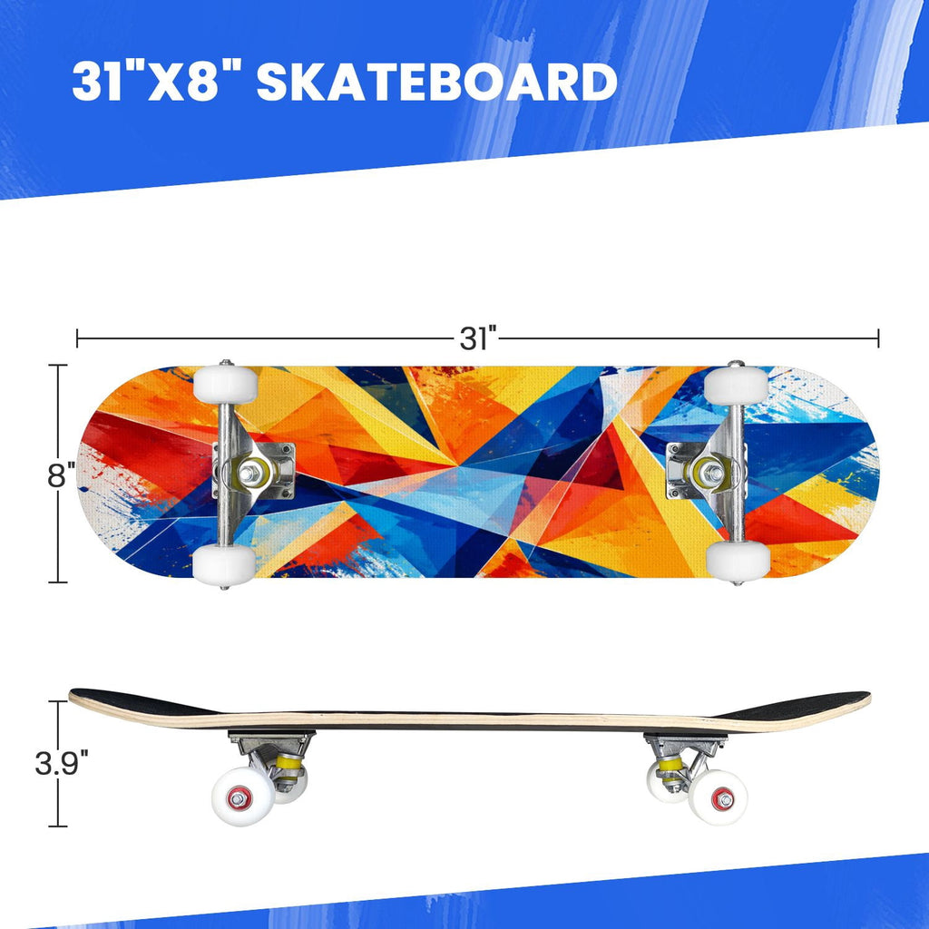 Complete Skateboard Golden Retriever Dog Portrait 31 Inch 7-Ply Maple Skateboard with PU Wheels and Aluminum Trucks, Ready-to-Ride Skateboard for Beginners, Teens and Adults