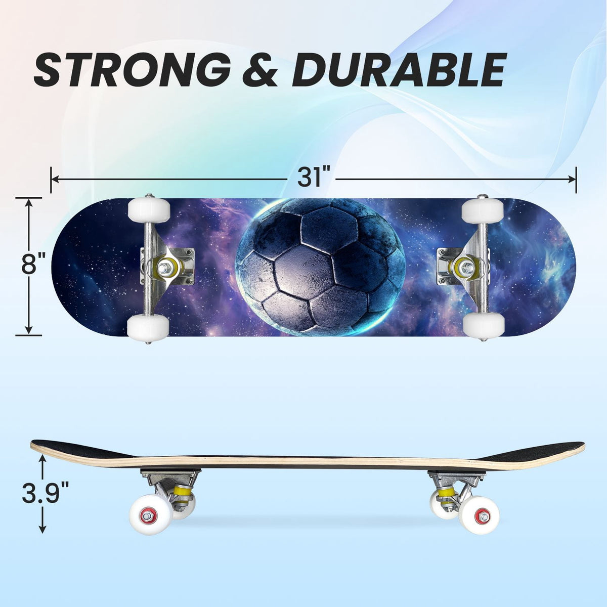31"x8" Complete Skateboards for Beginners,baseball stadium giant baseballs sunset sky Double Kick 7 Ply Canadian Maple Deck Skateboard with Wheels, Gifts for Kids Teens