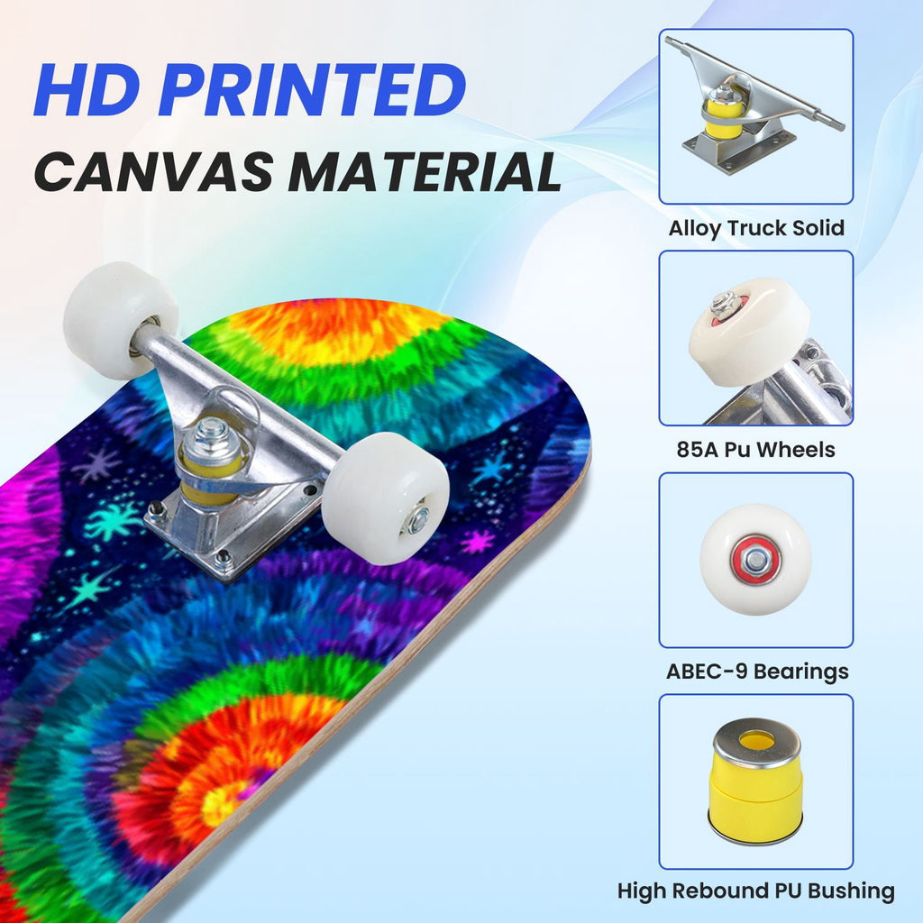 31"x8" Complete Skateboards for Beginners,Pink Cream Vertical Stripes Double Kick 7 Ply Canadian Maple Deck Skateboard with Wheels, Gifts for Kids Teens