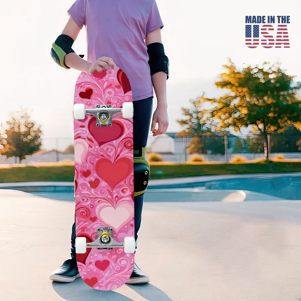 31"x8" Complete Skateboards for Beginners, Soft Blue Cream Striped Design Double Kick 7 Ply Canadian Maple Deck Skateboard with Wheels, Gifts for Kids Teens
