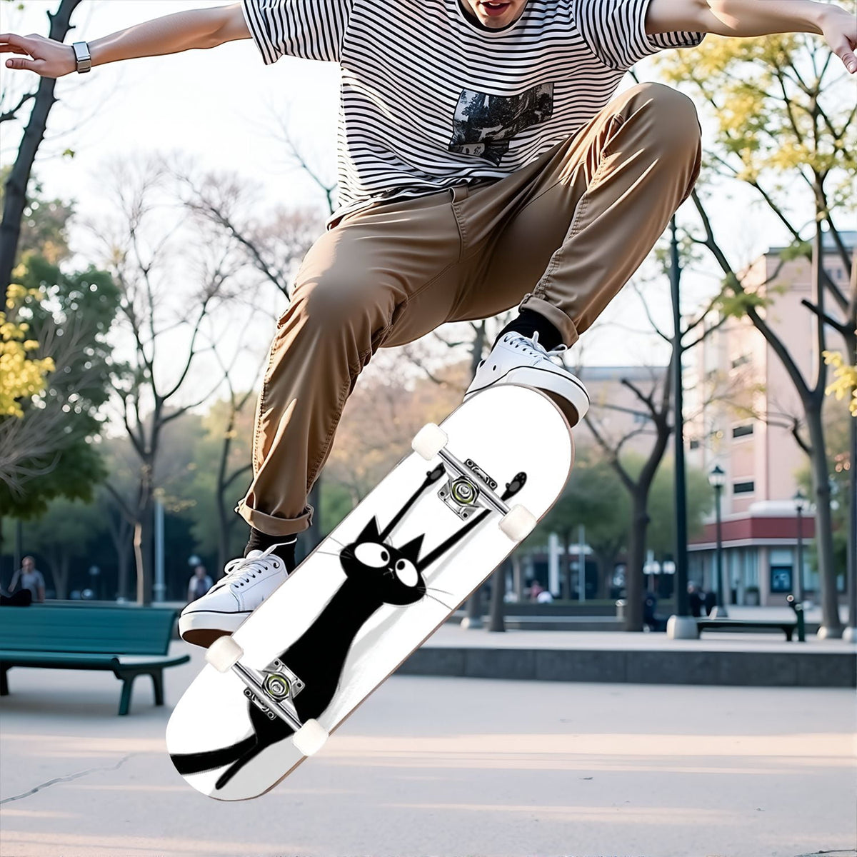 31"x8" poisous plants Mushroom Complete Skateboard for Beginners hand colored vintage retro 7 Layer Maple Deck Double Kick Kids Skateboard with 85A PU Wheels Gifts for Kids Teens