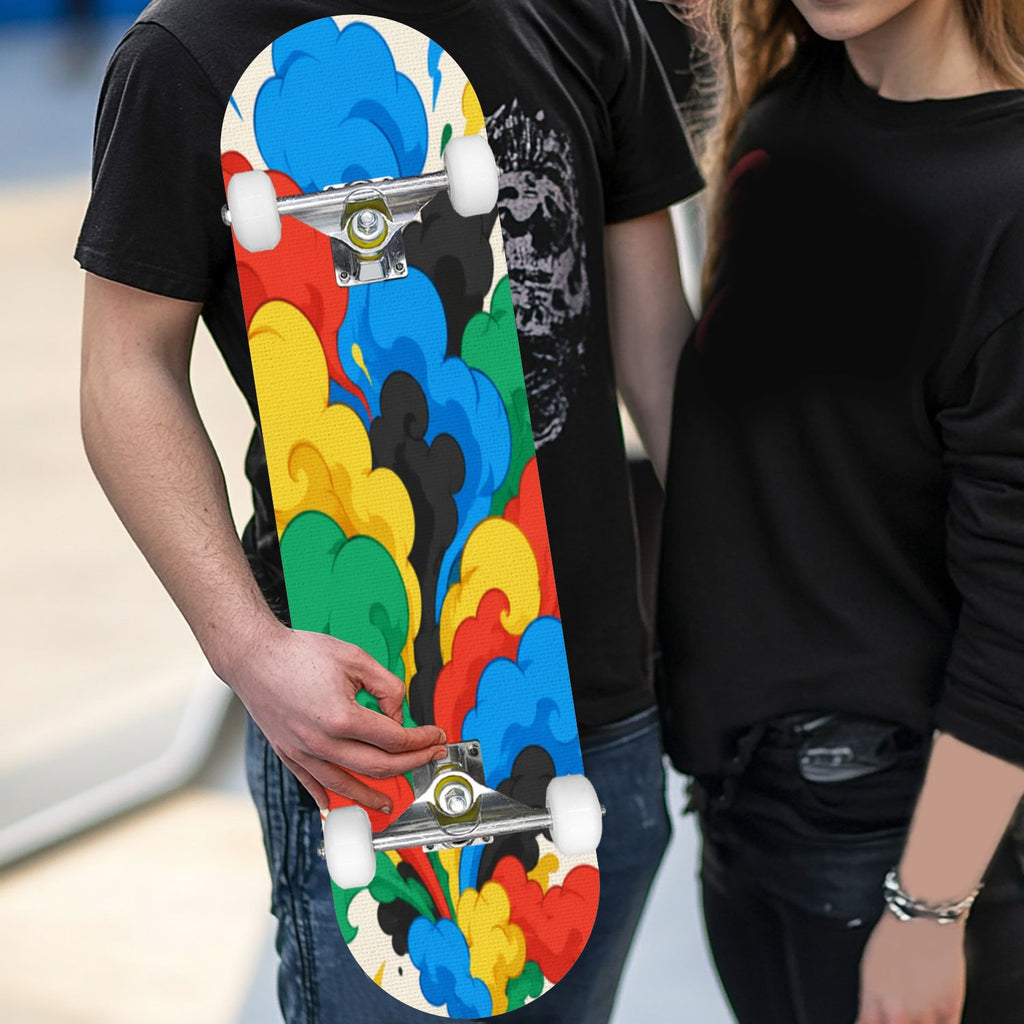 Complete Skateboard Vibrant Brush Stroke Art 31 Inch 7-Ply Maple Skateboard with PU Wheels and Aluminum Trucks, Ready-to-Ride Skateboard for Beginners, Teens and Adults