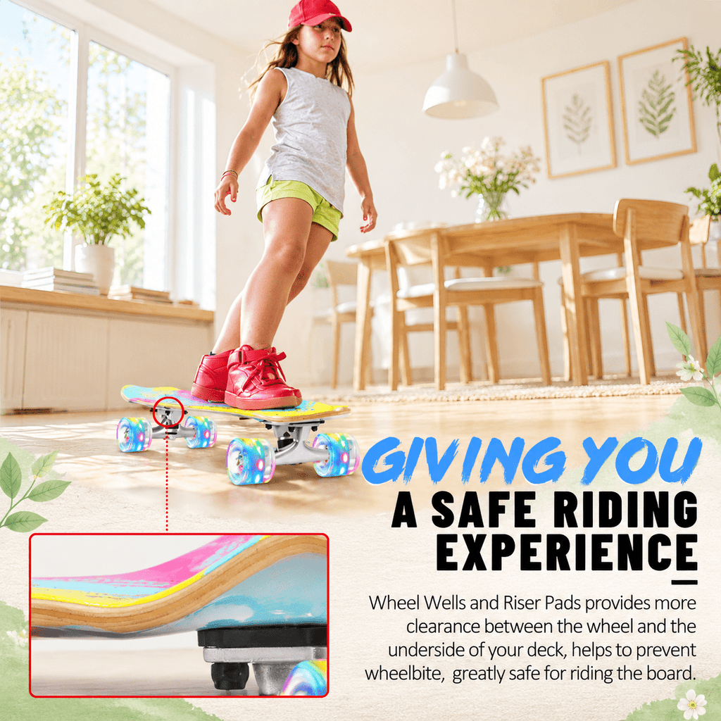 Rainbow 27 x 8 Inch Complete Cruiser Skateboard for Teens Adults Beginners