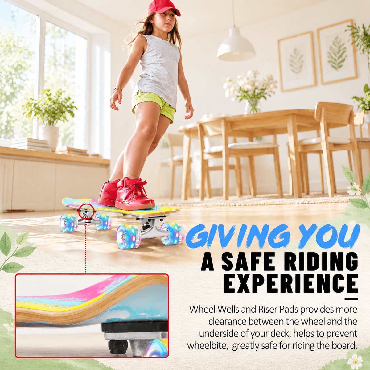 Rainbow 27 x 8 Inch Complete Cruiser Skateboard for Teens Adults Beginners