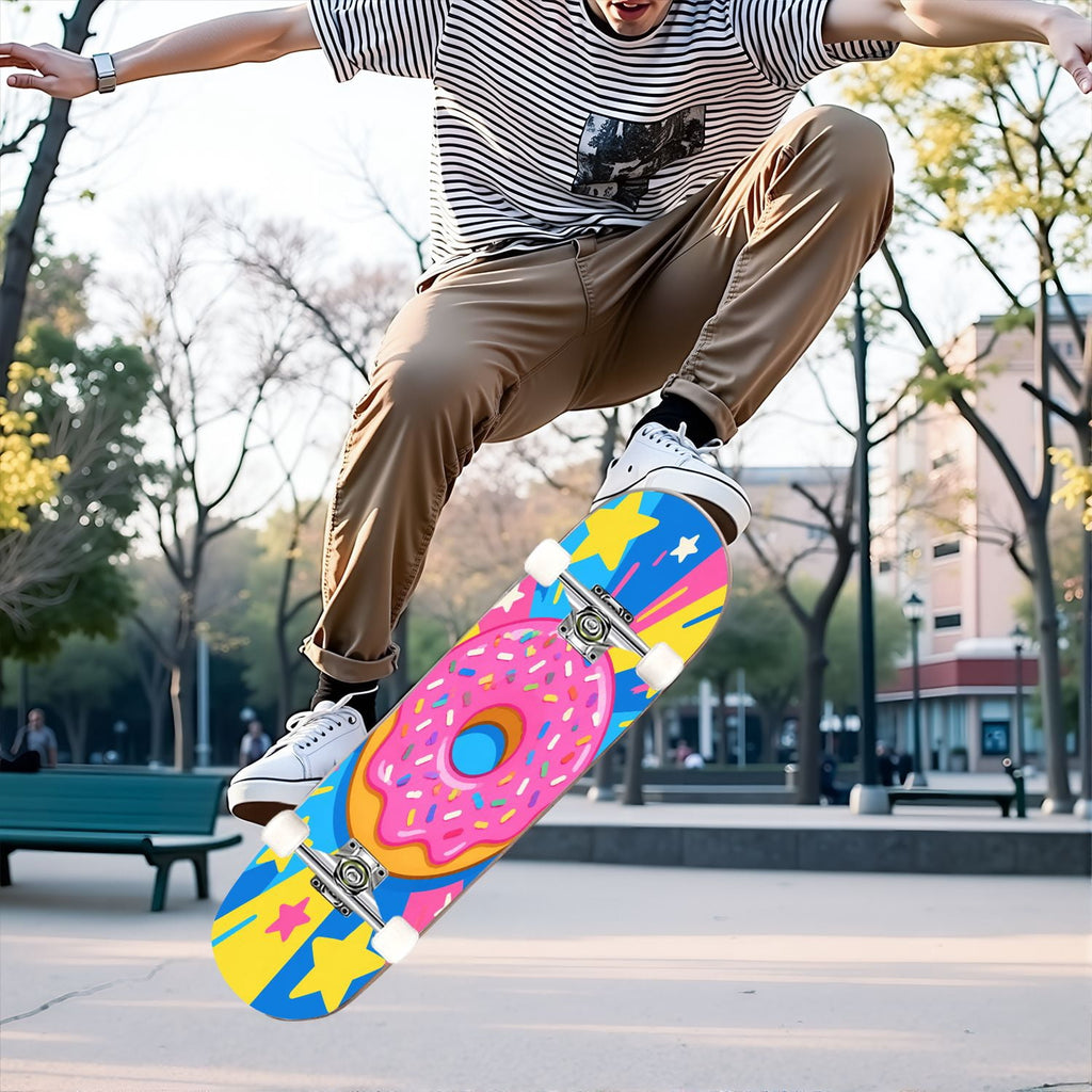Complete Skateboard Vibrant Comic Eye 31 Inch 7-Ply Maple Skateboard with PU Wheels and Aluminum Trucks, Ready-to-Ride Skateboard for Beginners, Teens and Adults