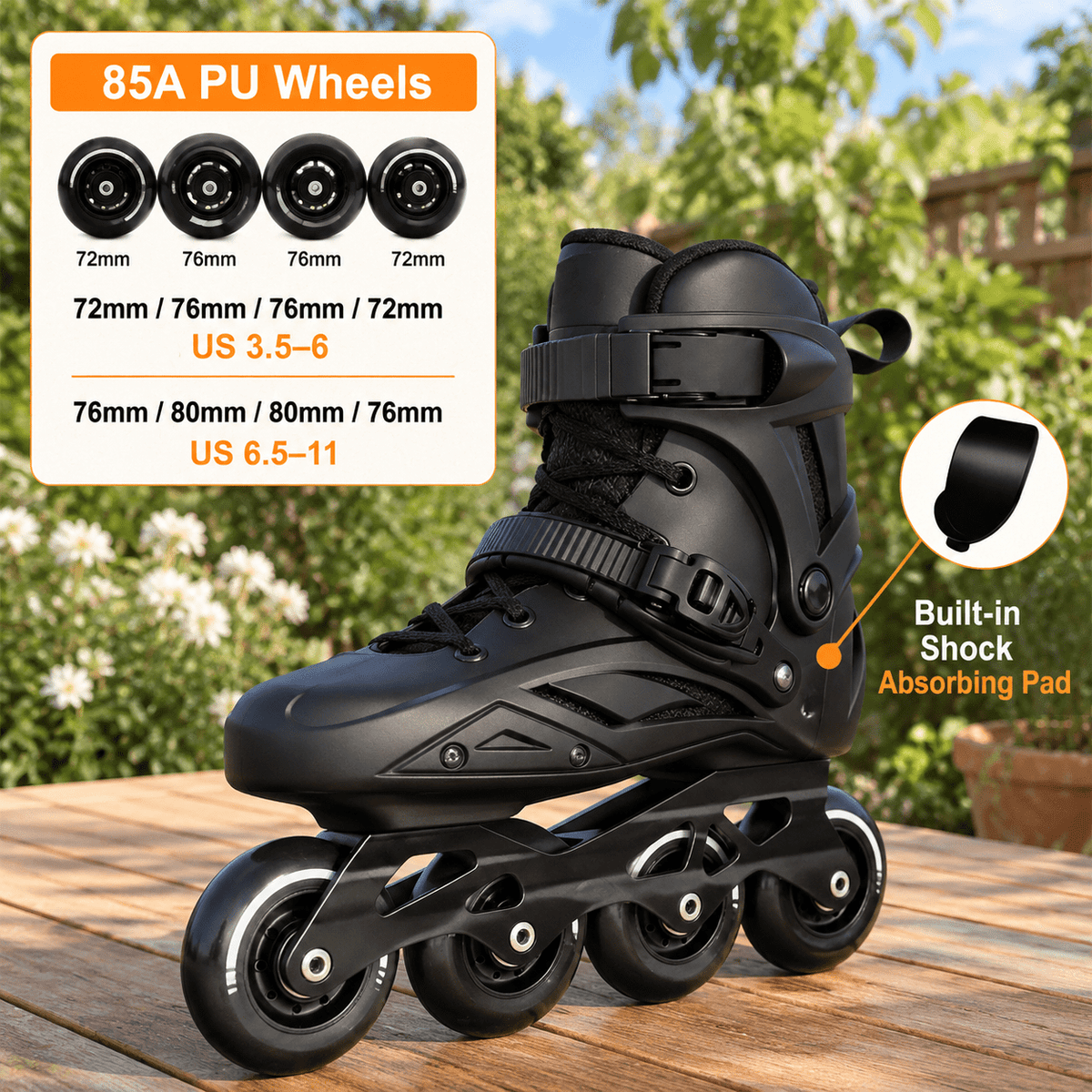 Unisex Inline Skates, Men3.5-4/Women4.5-5, Performance Fitness Roller Skates